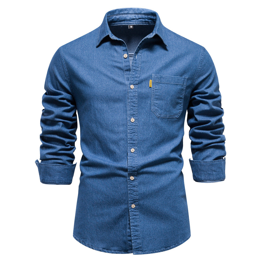 Men's Denim Casual Chambray Button Down Shirts Long Sleeve Lightweight