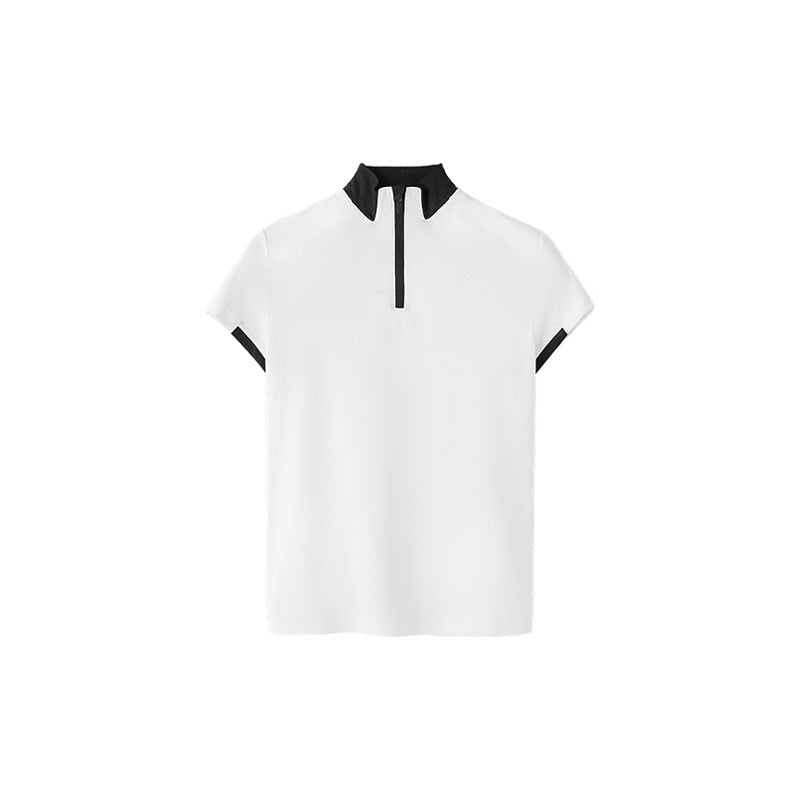 Men's T-shirt Couples  Zipper Spring and Summer New Lightweight Cool Feeling Golf Tennis Commuter Stitching Short Sleeve