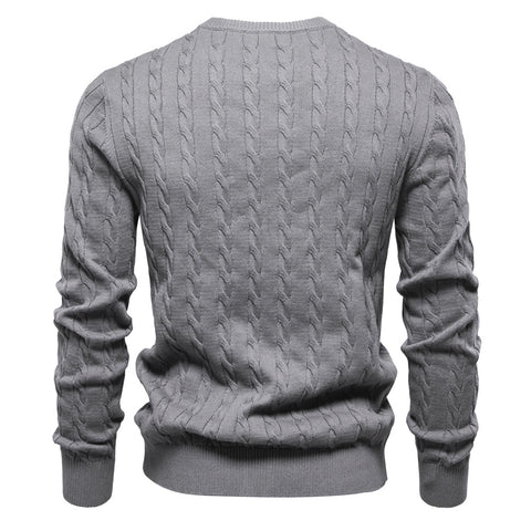 Men's knitted sweater cotton solid color high quality embroidered camel
