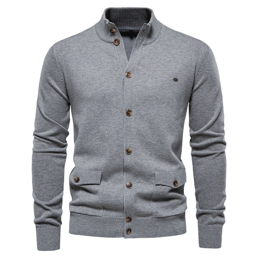 Men's sweater cotton cardigan high quality business casual solid color autumn and winter S-2XL