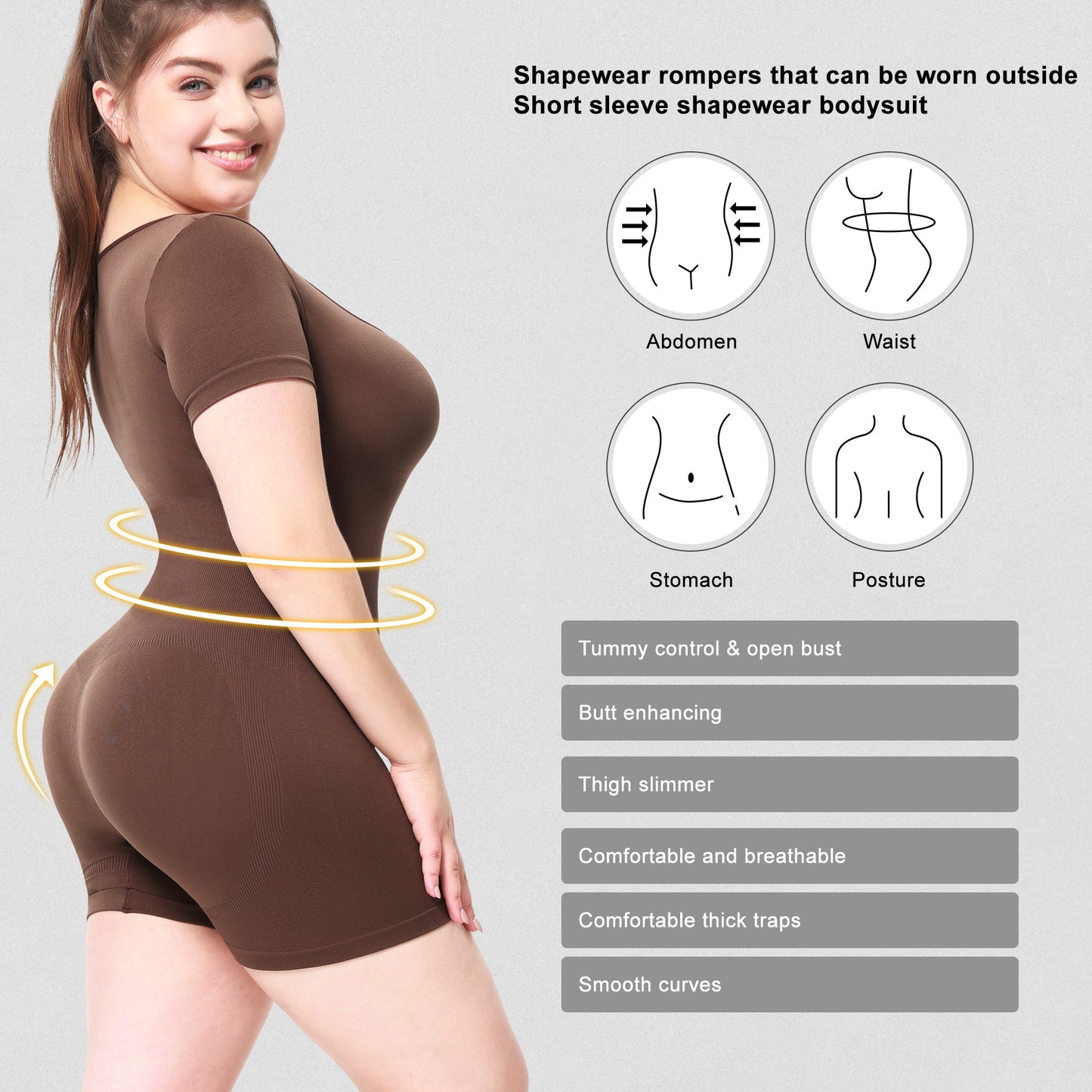 Slim Bodysuit for Women Slim Bodysuit for Women Girdle Jumpsuit Adult Women Outer Wear Bodybuilding Jumpsuits Short Sleeve Corset Hip Lifting Bodysuit