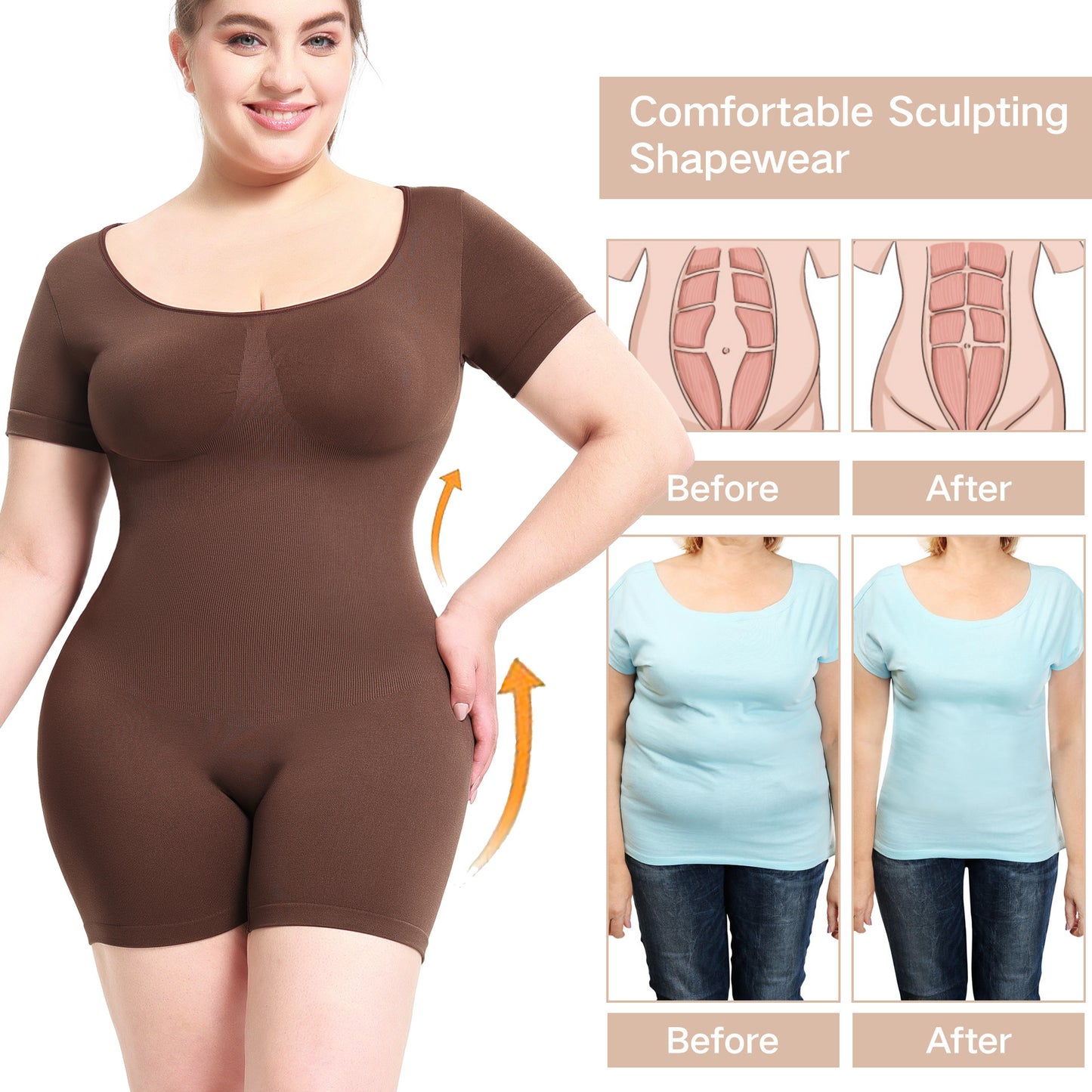 Slim Bodysuit for Women Slim Bodysuit for Women Girdle Jumpsuit Adult Women Outer Wear Bodybuilding Jumpsuits Short Sleeve Corset Hip Lifting Bodysuit