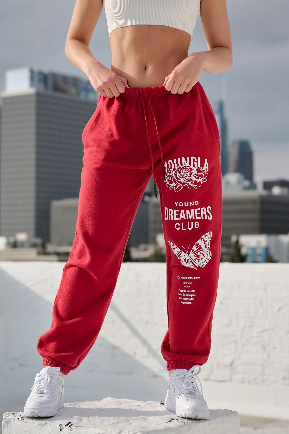 Youngla American Sports Pants Gym Bodybuilding Running Training Pants Cotton Terry Printed Ankle-Tied Trousers