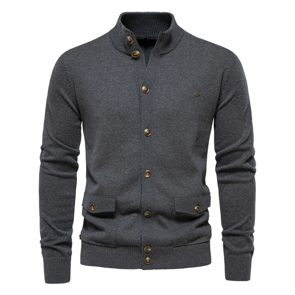 Men's sweater cotton cardigan high quality business casual solid color autumn and winter S-2XL