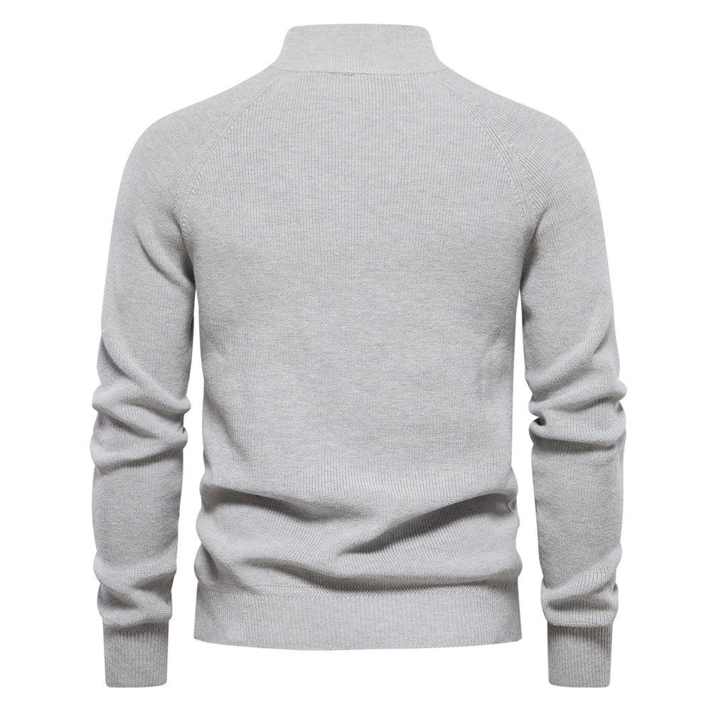 Men's Quarter Zip Up Sweater Striped Pullover Polo Mock Neck Sweaters Casual Fall Winter