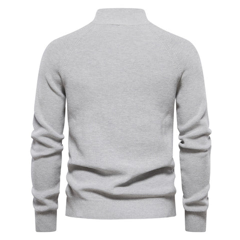 Men's Quarter Zip Up Sweater Striped Pullover Polo Mock Neck Sweaters Casual Fall Winter