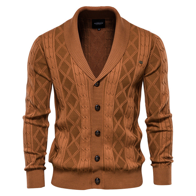 Men's Cardigan V-neck Long Sleeve Sweater Thickened Sweater Trendy Knitted Cardigan Jacket