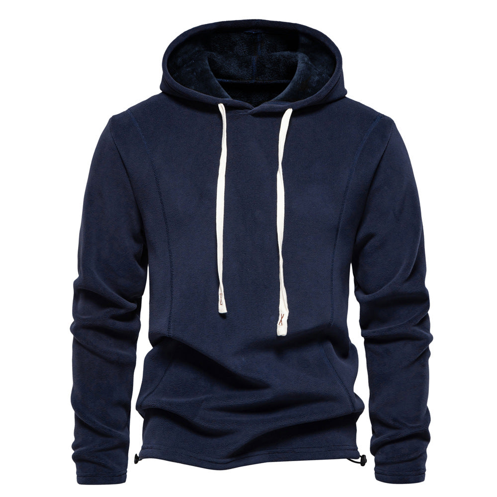 Men's hooded sweatshirt Polar fleece warm trendy all-match men's sweatshirt autumn and winter S-2XL