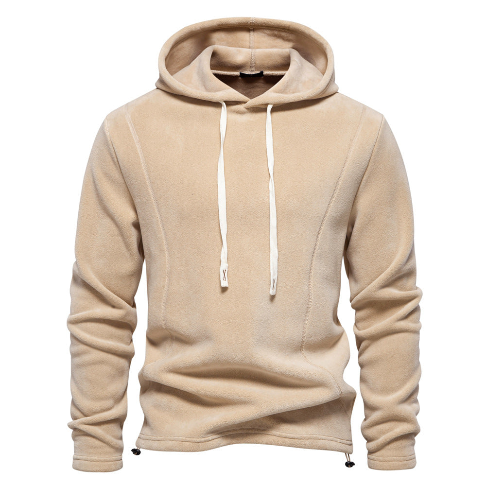 Men's hooded sweatshirt Polar fleece warm trendy all-match men's sweatshirt autumn and winter S-2XL