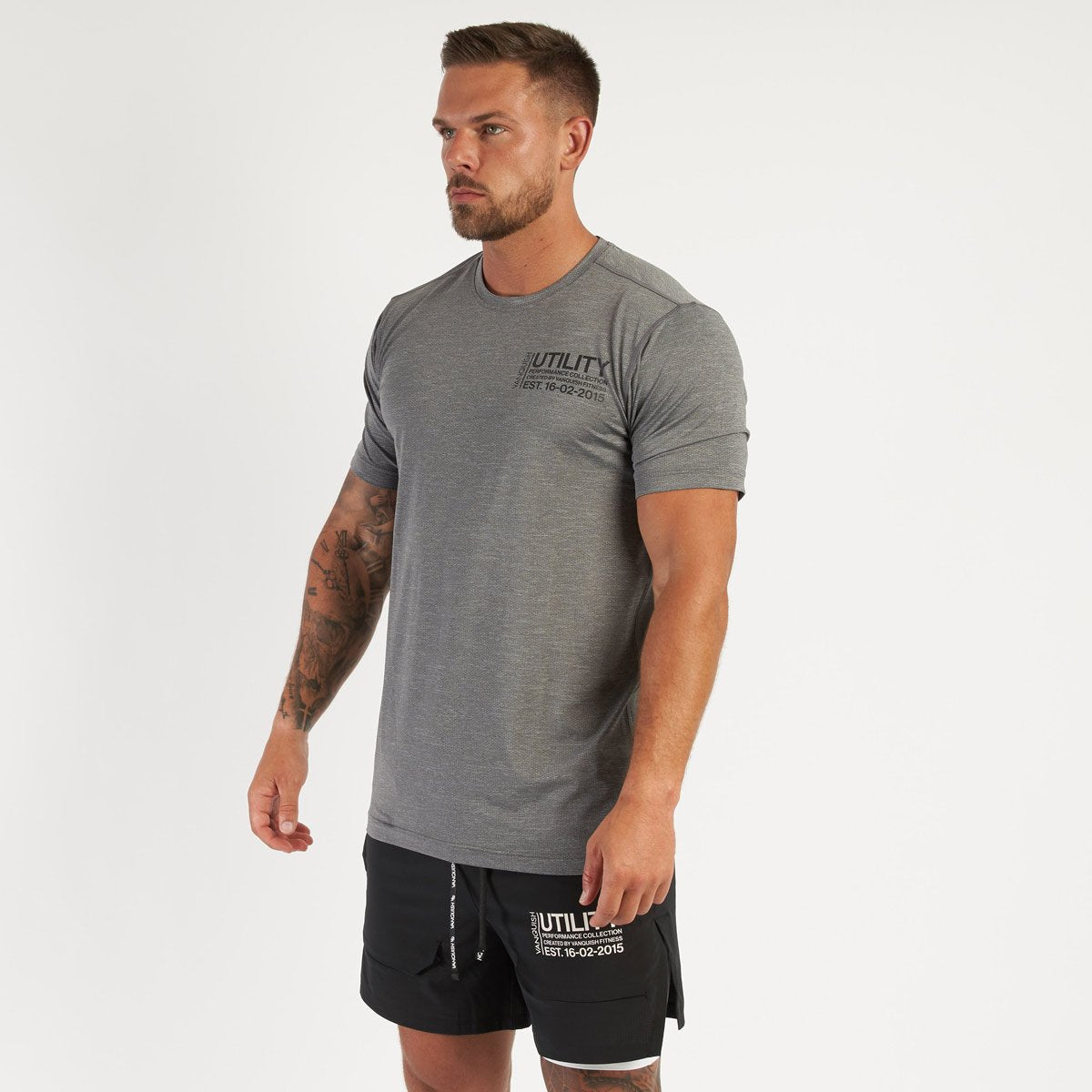 Vanquish Men's Cotton T-shirt Slim Fit Crew Neck Casual Patchwork Short Sleeve Gym Sports Training Wear