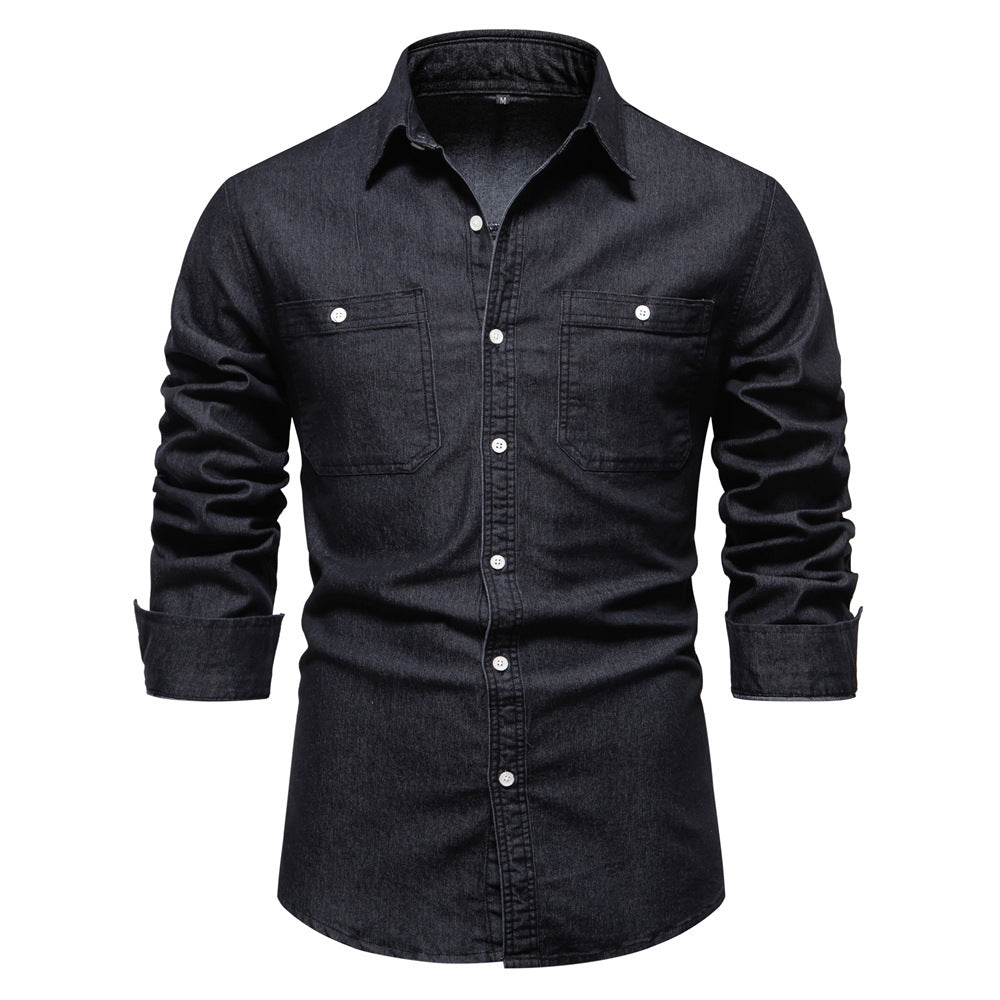 Men's Denim Casual Chambray Button Down Shirts Long Sleeve Lightweight