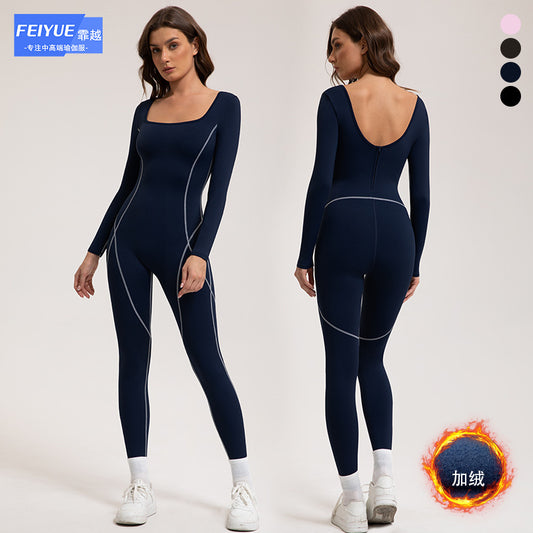 Leggings for Women Beauty Back Yoga Clothes Long Sleeve Jumpsuit Running Sports One-Piece Workout Clothes Quick-Drying