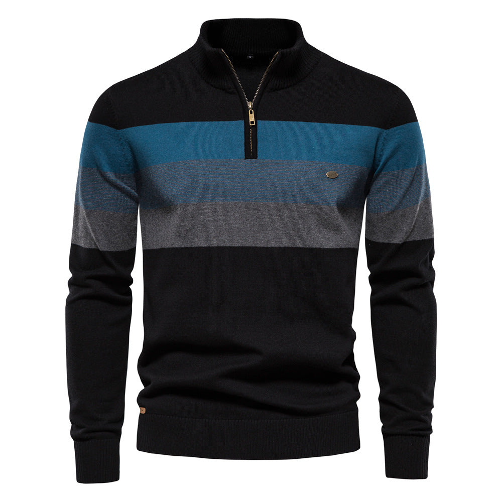 Men's Casual Quarter-Zip Sweaters Cable Knit Thermal Pullover