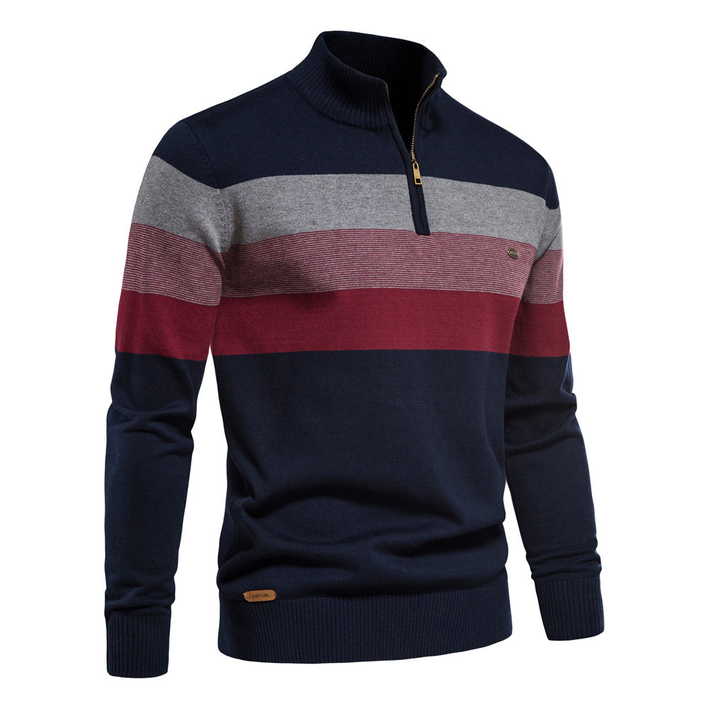 Men's Casual Quarter-Zip Sweaters Cable Knit Thermal Pullover