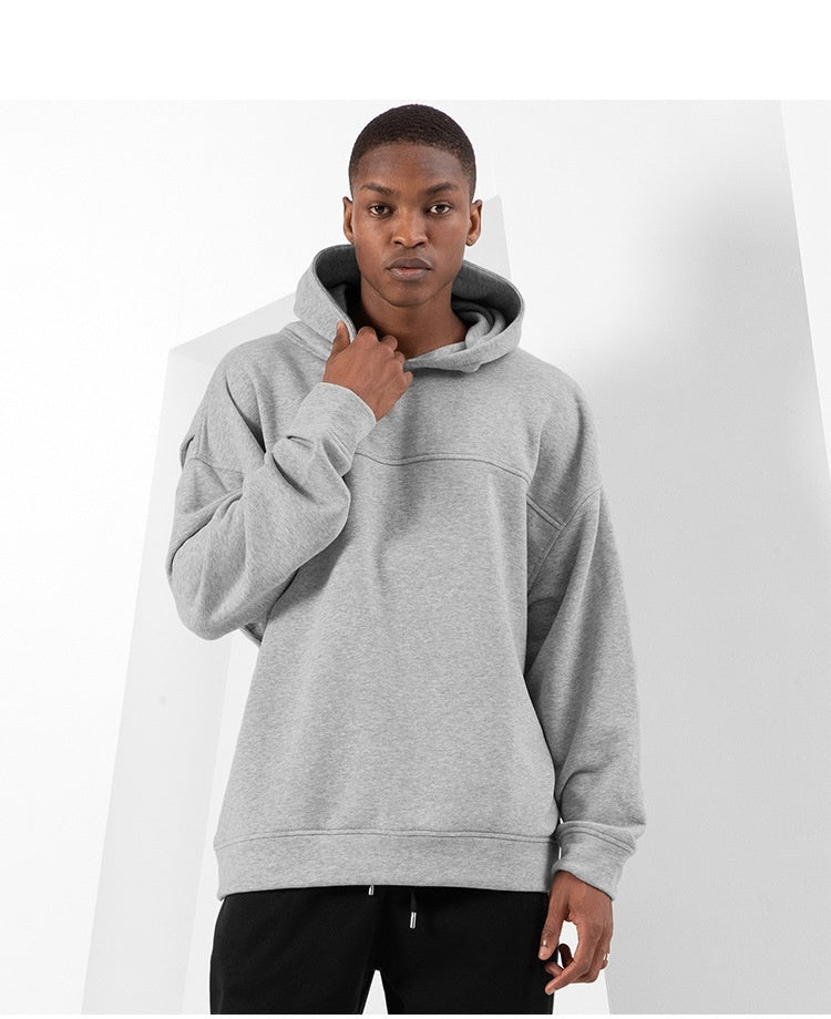 Men's Hoodies 100% Cotton High Quality Sports Loose Solid Color Warm Hoodies Large Size M-3XL