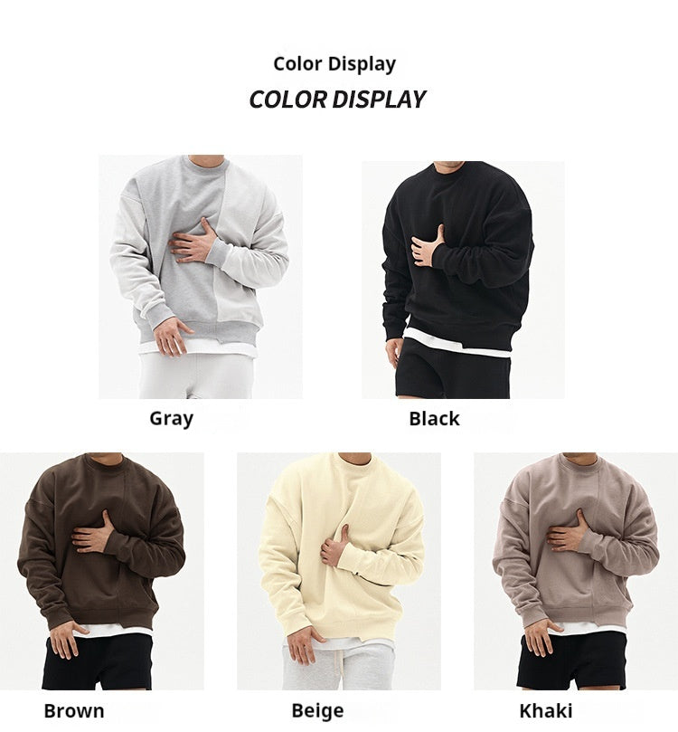 Men's sweatshirts, loose sweat-absorbing and quick-drying cotton solid color warm hoodies, large sizes M-3XL