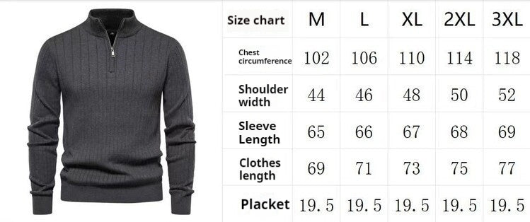 Men's knitted sweater solid color stand collar plus velvet warm M-3XL