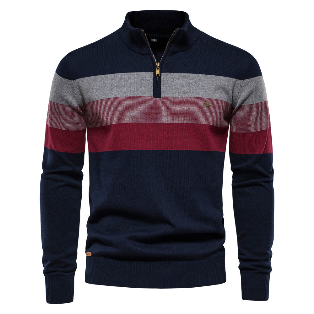 Men's Casual Quarter-Zip Sweaters Cable Knit Thermal Pullover