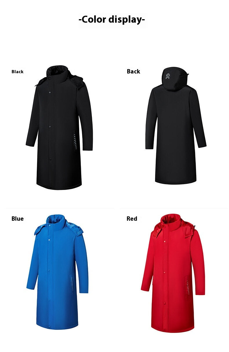 Men's Long Cotton Jacket Plus Size Down Jacket Men's Over-the-Knee Cotton Coat Thickened Warmth M-5XL