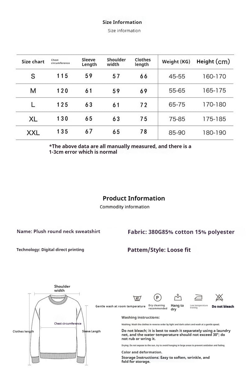 Men's hooded sweatshirt plus velvet pure cotton printed pattern S-2XL couple style autumn and winter season