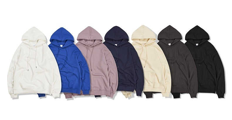 Men's Solid Color Hoodie Cotton 380G Heavyweight Terry Cotton Tide Loose Long Sleeve Jacket