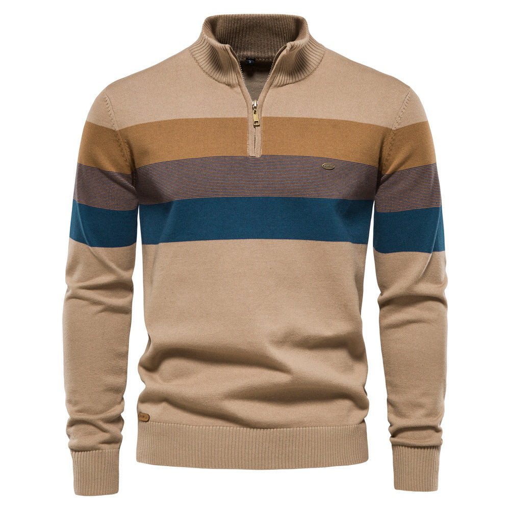 Men's Casual Quarter-Zip Sweaters Cable Knit Thermal Pullover