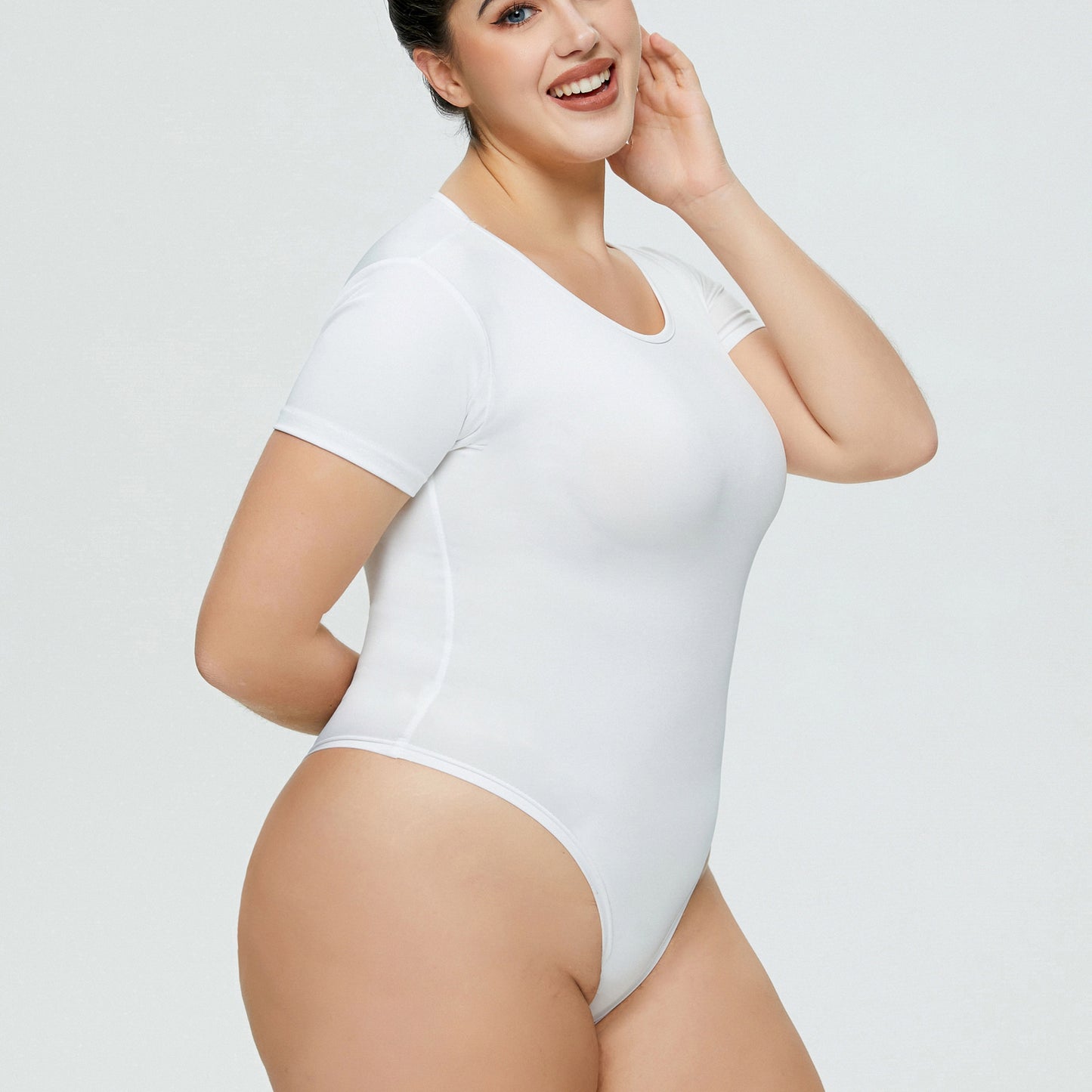 Slim bodysuit for women fashion hot sale plus size women's close-fitting union suit all-matching base round neck short sleeve one-piece briefs