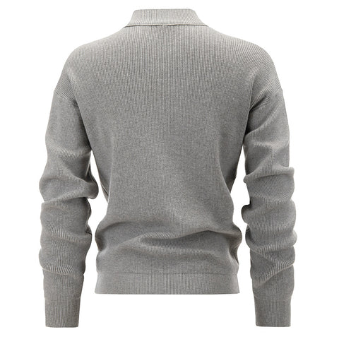 Men's sweater zip knit cardigan winter warm high neck long sleeve fashion