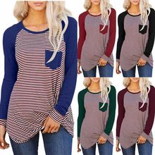 Women's Spring Summer Waffle Knit Crew Neck Patchwork Pullover Long Sleeve T-Shirt Casual Loose Top