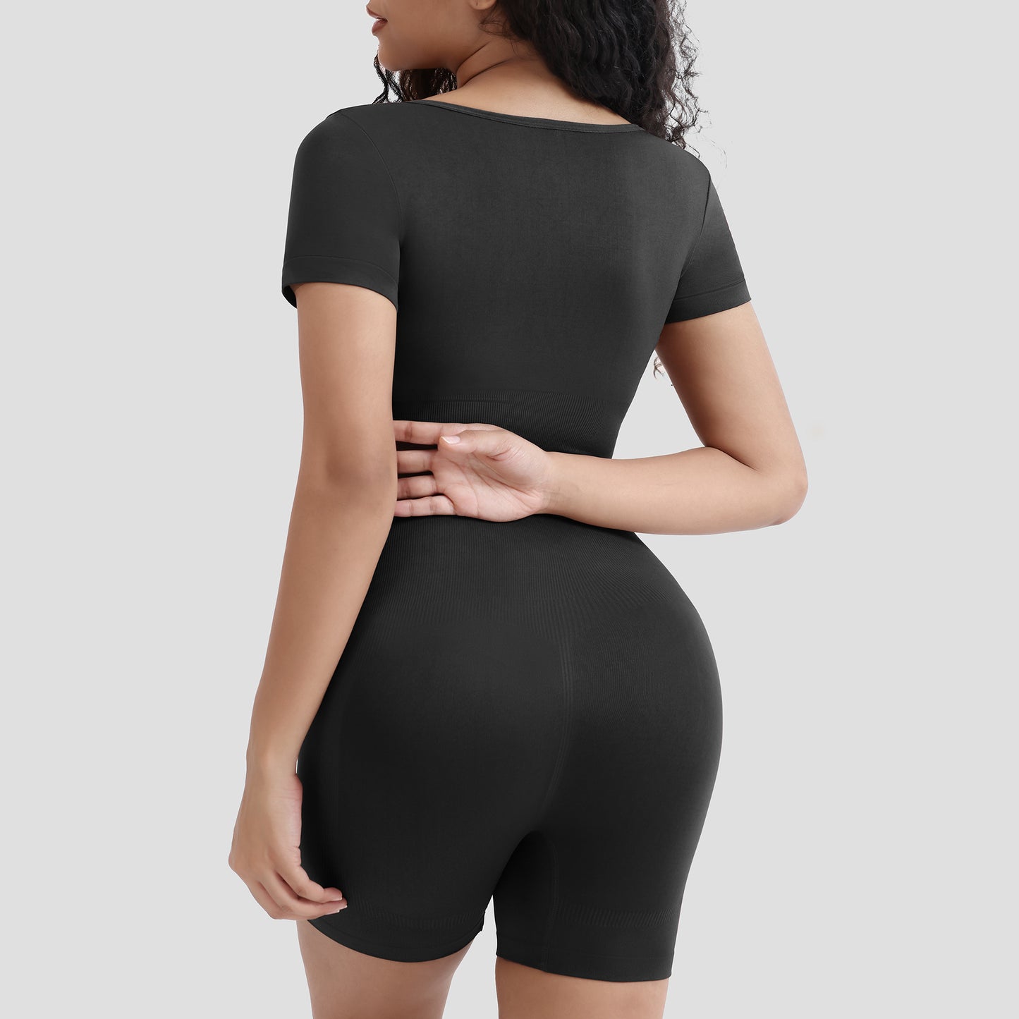 Slimming Bodysuit for Women – Seamless Waist-Shaping Short Sleeve Jumpsuit, Form-Fitting One-Piece Romper, Trendy Slim Fit Outfit