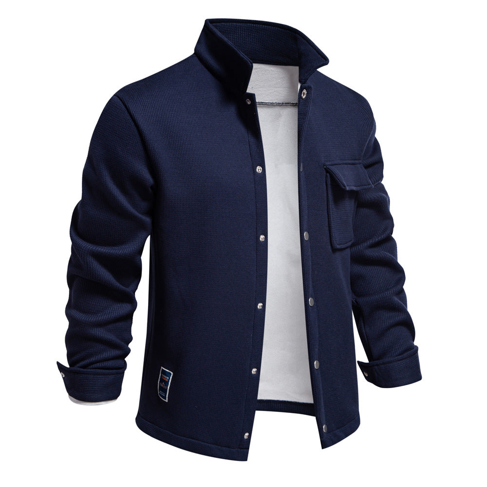 Men's knitted jacket Solid cotton Two-button lightweight unlined sport jacket