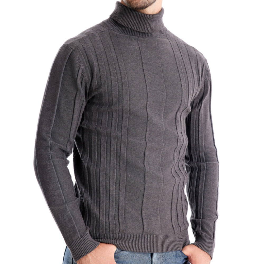 Mens Sweaters Turtleneck Cable Knitted Pullover Long Sleeve Slim Fit Chunky Casual Fall Winter Warm Cardigans