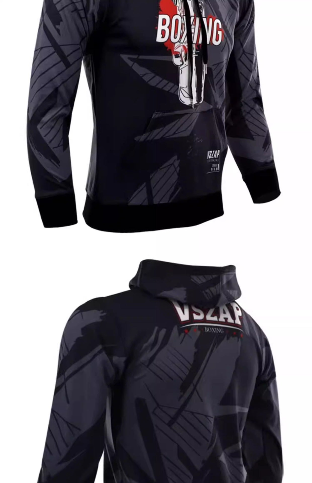 Vszap Fighting Boxing Suit Fitness Sweater Sports Long-Sleeved Hoodie Training UFC Pullover Coat Fighting Men