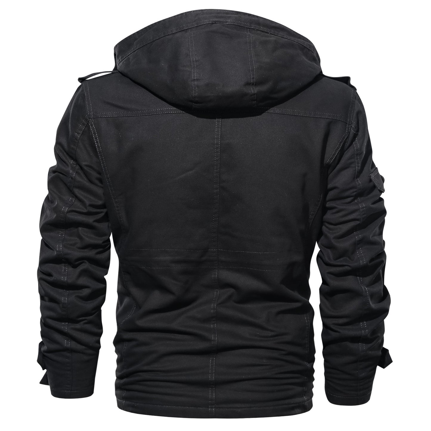 Outdoor Trendy Plus Size Men's Jacket Military Cotton Coat Fleece Lined Thickened Fashion Multi-Pocket Badge