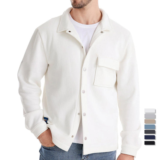 Men's knitted jacket Solid cotton Two-button lightweight unlined sport jacket