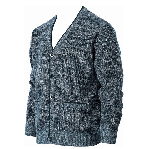Men's Knitted fleece-lined Cardigan V-neck Knitted Sweater for Middle-aged and Elderly Business Casual Sweater