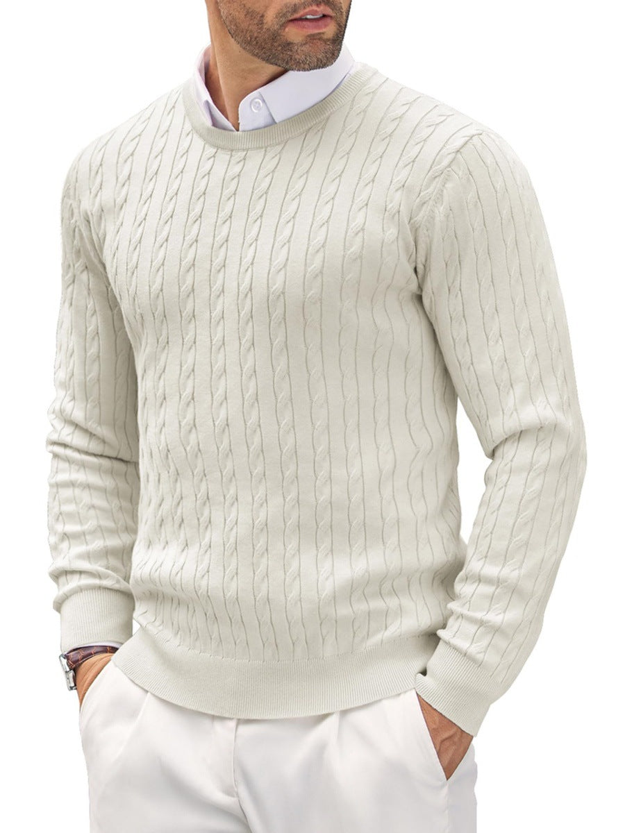 Men's knitted sweater with twisted lapel and warm loose design M-4XL