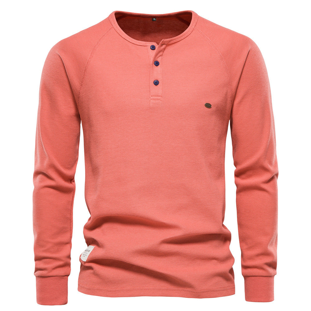 Men's Knit Polo Button Casual Cotton Sweater S-2XL Waffle Textured Collar