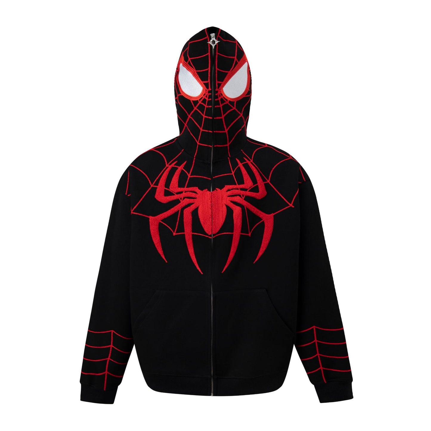 Men's cardigan hooded sweatshirt zipper retro original design sense Spider Man letter embroidery trendy brand M-XL