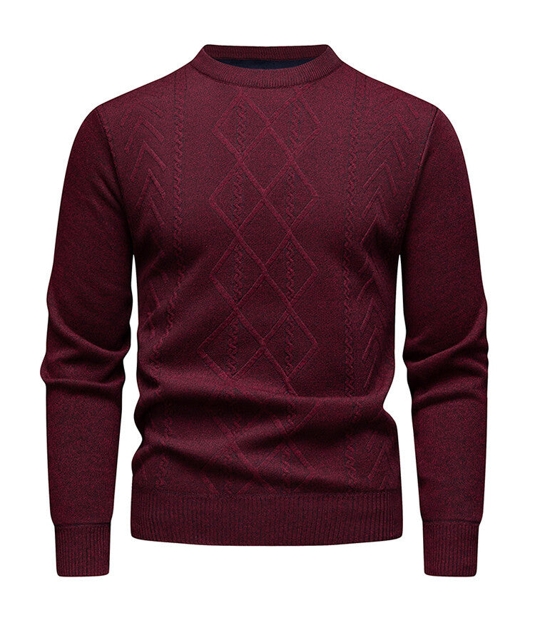 Men's knitted sweater round neck solid color warm and comfortable loose M-4XL