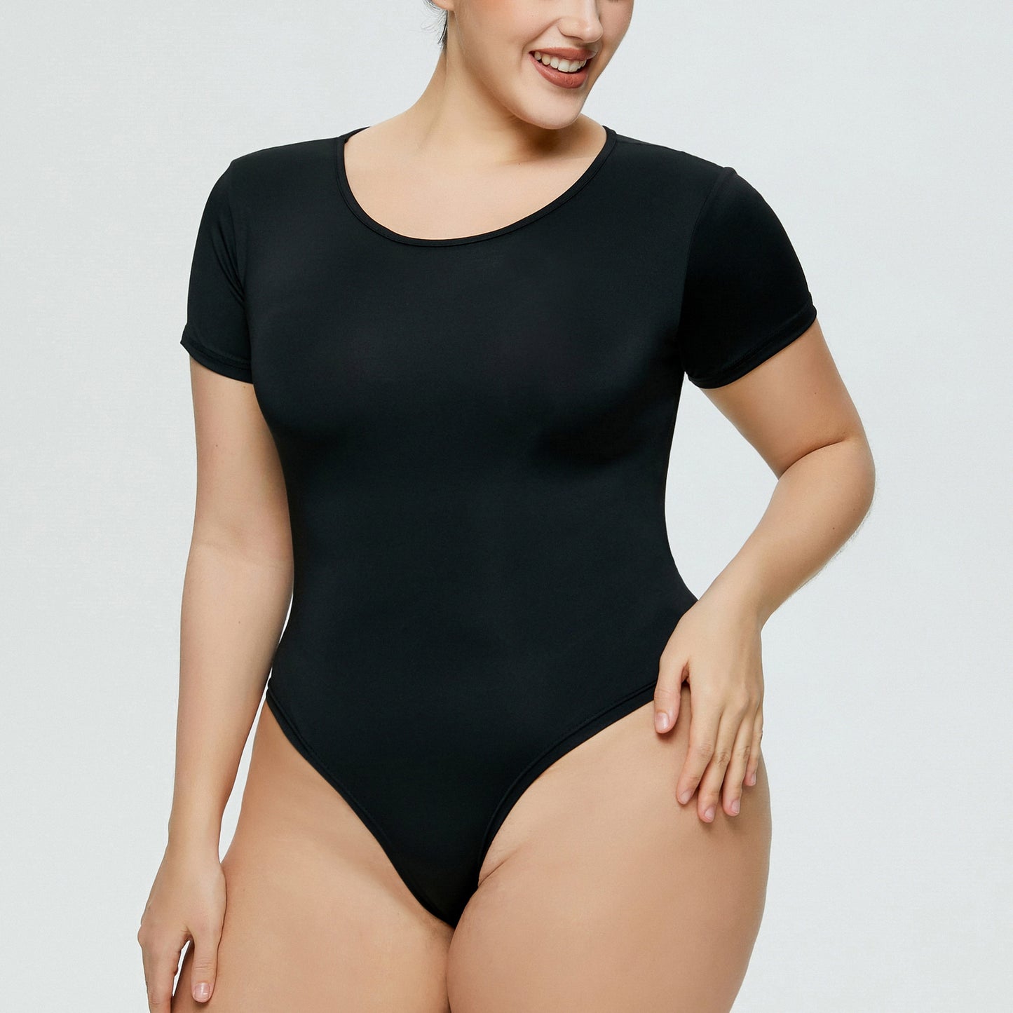 Slim bodysuit for women fashion hot sale plus size women's close-fitting union suit all-matching base round neck short sleeve one-piece briefs