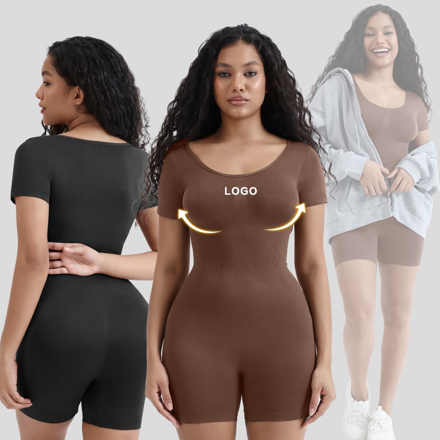 Slimming Bodysuit for Women – Seamless Waist-Shaping Short Sleeve Jumpsuit, Form-Fitting One-Piece Romper, Trendy Slim Fit Outfit