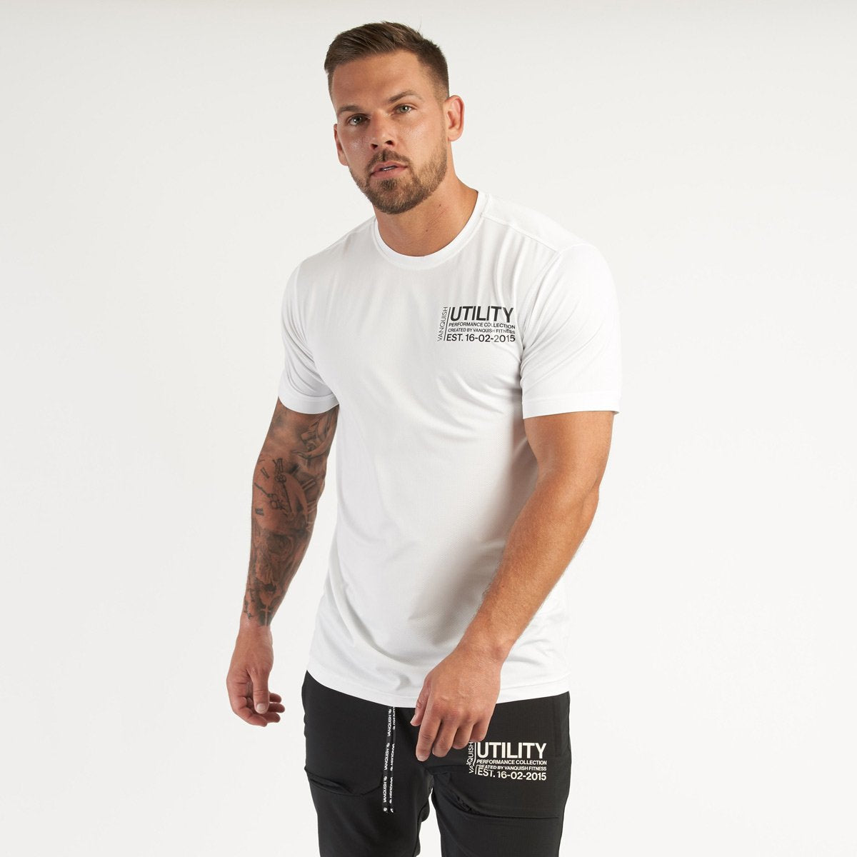 Vanquish Men's Cotton T-shirt Slim Fit Crew Neck Casual Patchwork Short Sleeve Gym Sports Training Wear