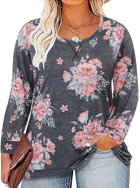 Women's Plus Size New 3/4 Sleeve V-Neck Button Casual Loose Blouse Top