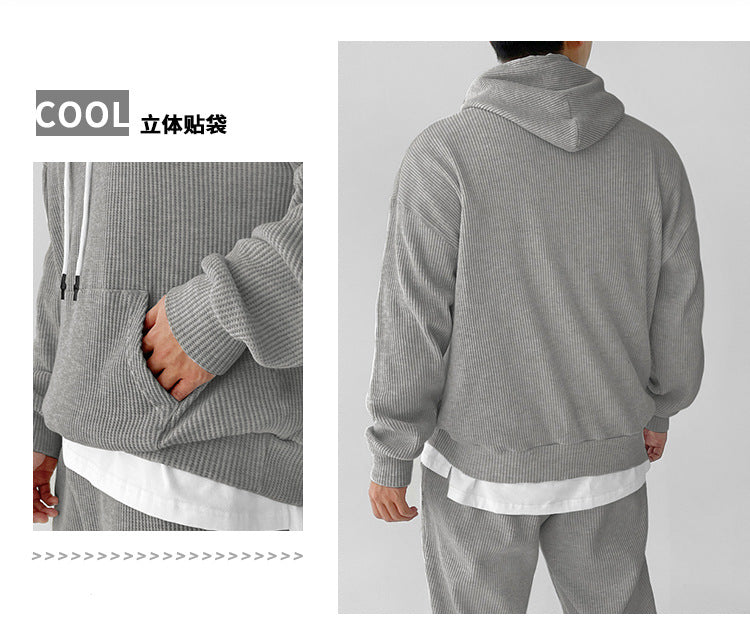 Men's sweatshirts, trendy loose solid color warm hoodies, large sizes M-3XL