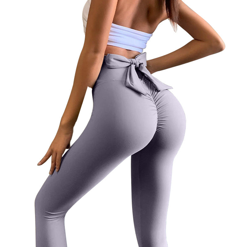 Seamless Nude Feel Yoga Pants Women's Bow Peach Hip Raise Exercise Workout Pants Yoga Clothes Lulu Yoga Pants