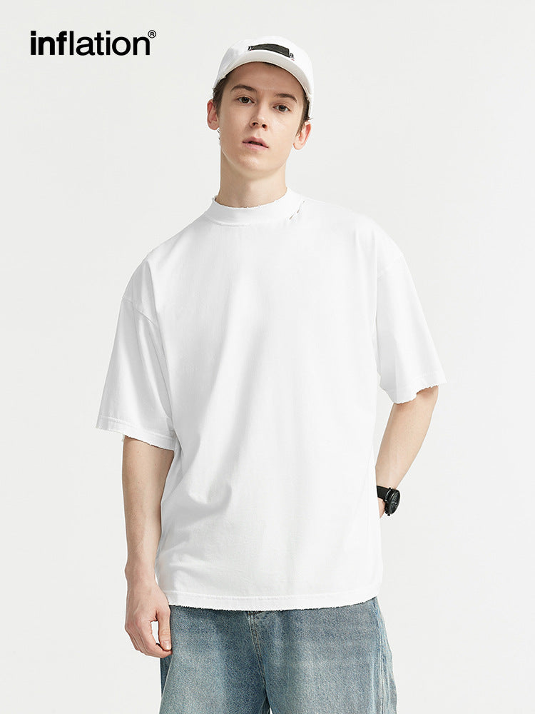 Men's T-shirt INF Men's Clothing | Fashion Brand Small Turtleneck and Embroidered Spring and Summer New Loose Worn Men's round Neck Short Sleeve