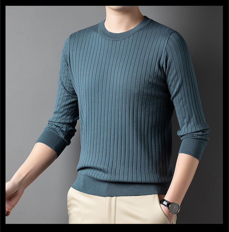 Men's Knitted Sweater Solid Color Round Neck Warm M-3XL