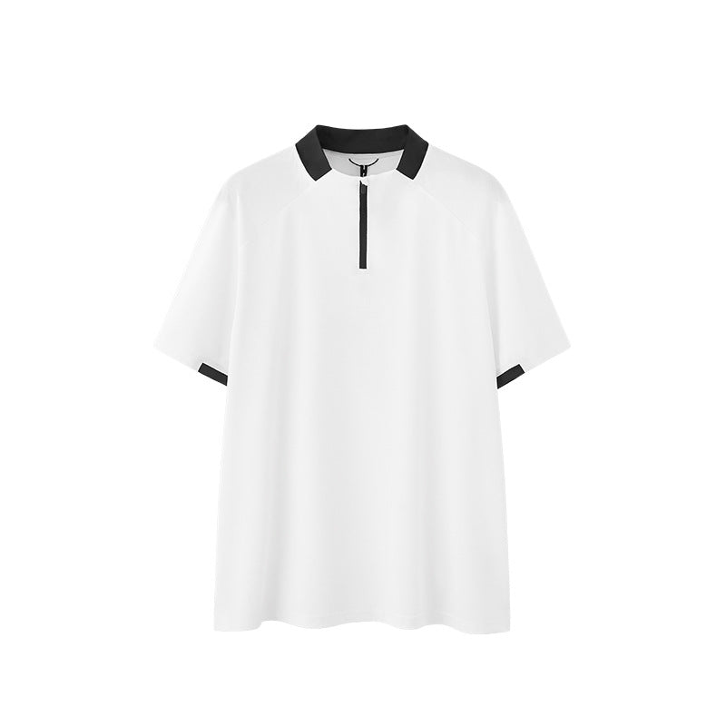 Men's T-shirt Couples  Zipper Spring and Summer New Lightweight Cool Feeling Golf Tennis Commuter Stitching Short Sleeve