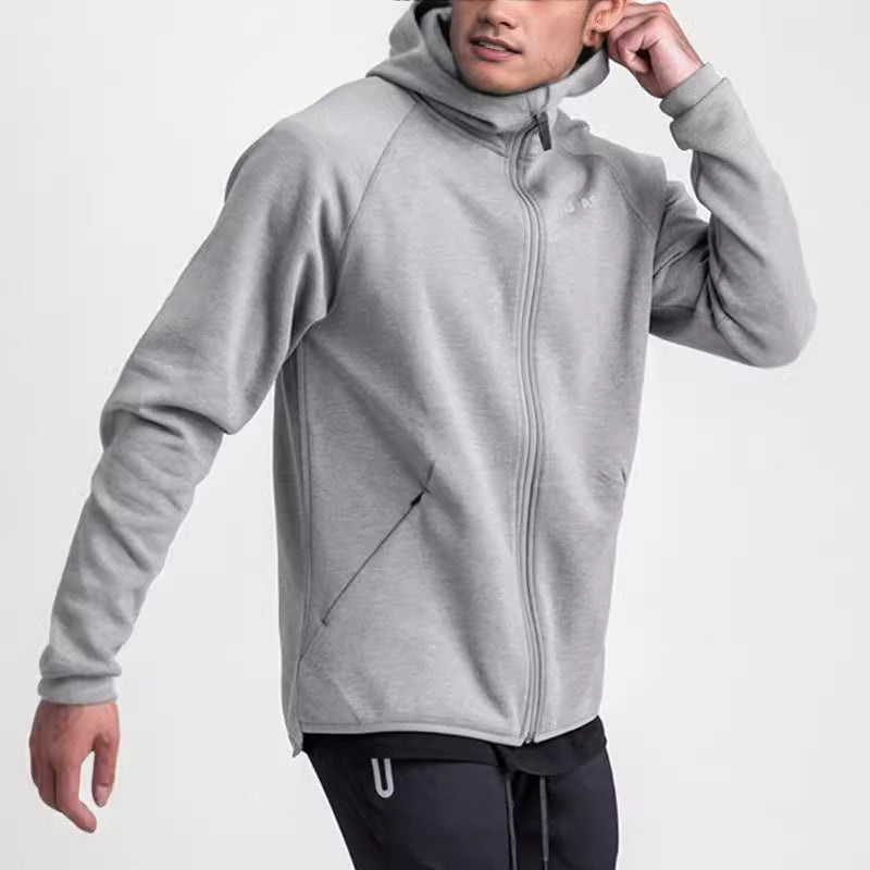 Men's hooded jacket High quality sports loose solid color warm sweater Large size M-3XL